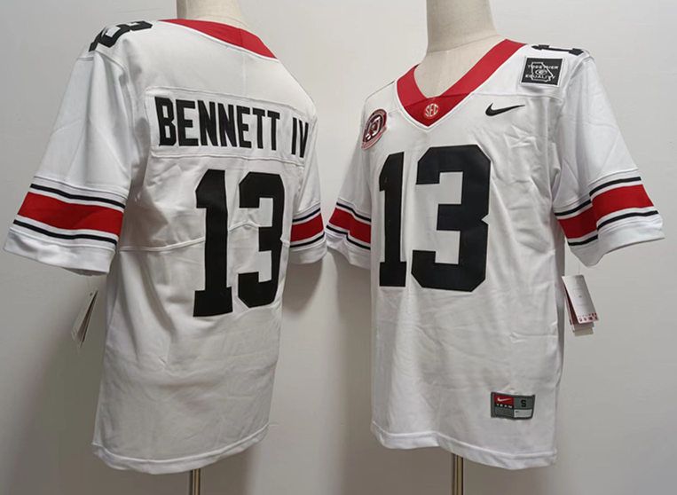 Men Georgia Bulldogs #13 Bennettiv White Nike 2025 NCAA Jersey style 2->ncaa teams->NCAA Jersey